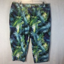 Catherines Size 20W Blue Green Yellow Tropical Leaves Capris - £19.46 GBP