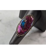 Womens Vintage Estate Sterling Silver Pink Oyster Turquoise Ring 9.3g E6156 - €72,26 EUR