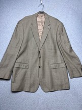 Chaps Mens 48L Houndstooth Blazer Silk Wool Blend Brown Sport Classic Fi... - $54.88