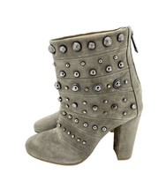 Badgley Mischka KURT Bootie Embellished Suede Taupe Zip Studded 7 New $495 SH14 - £75.87 GBP