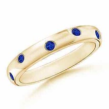 ANGARA Gypsy Set Sapphire High Dome Wedding Band in 14K Solid Gold - £721.68 GBP