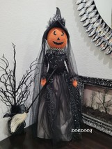Halloween Primitive Orange 2FT Witch Doll Shelf Sitter Cloth Doll Tabletop Decor - £51.95 GBP