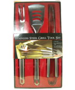 BBQ Grill Set Brushed Stainless Steel Spatula Tongs Fork from MACY&#39;S New... - £15.12 GBP
