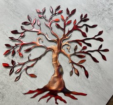 Olive Tree of Life - Metal Wall Art - Copper Red tinged 18 1/4&quot; x 18 1/4&quot; - £45.06 GBP