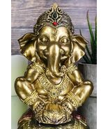 Vastu Hindu Elephant God Baby Ganesha Ganapati With Hands On Cheek Figurine - $345.57 MXN