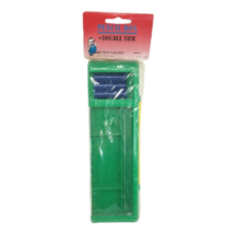 VINTAGE REGENT DOUBLE TIER PLASTIC PENCIL BOX GREEN &amp; YELLOW CLEAR TOP P... - $14.25