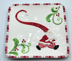 Fitz &amp; Floyd Holiday Christmas Ceramic Candy Nut Dish Plate Handcrafted ... - $21.99