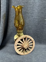 Vintage Miniature Wagon Wheel Oil Lamp - 9” Tall Made In Japan. - £10.17 GBP