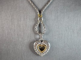 Womens Vintage Estate Sterling Silver Heart Pendant Necklace 25.7g E7700 - £116.16 GBP