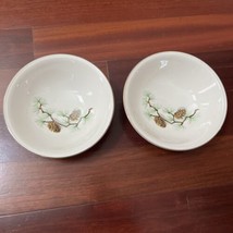 2 Vintage Homer Laughlin Eggshell Nautilus Pine Cone Cereal Coupe Soup Bowls - £9.93 GBP