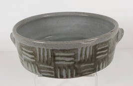 Hand Made Studio Art Pottery Gray Glazed Stoneware Dog Pet Bowl Dish Food Water - £15.81 GBP