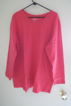 Women&#39;s Crew Neck Long Sleeve T-Shirt Tee in Watermelon Pink - £15.14 GBP