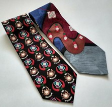 Lot of 2 Tabasco Sauce Neckties Hot Novelty Ties 100% Silk Tie Logo Gag Gift - $12.99