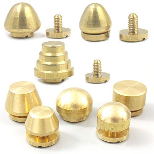 Bluemoona 10 Pcs - Solid Brass Screw Head Screw Back Feet 11mmx6mm Plane for Pur