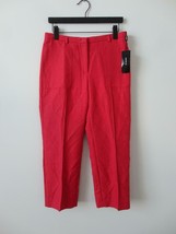 NWT AKRIS Love Red Cotton Silk Blend Crop Colette Trouser Pants 4 - $140.64