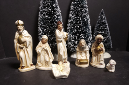 Vintage Nativity Set Figures Made In Japan 7 Pieces Chalk Ware - $82.45