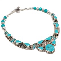Tibetan Turquoise Handmade Christmas Gift Jewelry Necklace Nepali 18&quot; SA 4915 - £16.31 GBP
