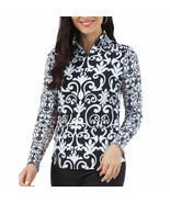 NWT Ladies IBKUL MAYHEM BLACK &amp; WHITE Long Sleeve Mock Golf Shirt L &amp; XL - $1,525.77 MXN