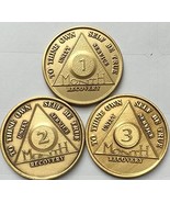 AA Alcoholics Anonymous Medallion Set 30 60 90 Days 1 2 3 Month Bronze M... - £6.64 GBP