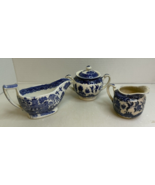 4pc Lot Vintage Blue Willow sugar Bowl, Creamer and gravy Bowl Made In J... - €17,89 EUR