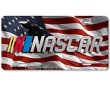 Nascar Logo Inspired Art on US Flag FLAT Aluminum Novelty Auto License T... - $17.99