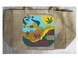 COPACABANA BRAZIL MARIJUANA BURLAP TOTE BAG #962 beach island reusable art - $27.25