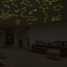 ( 157&quot; x 105&quot;) Glowing Vinyl Ceiling Decal Star Map with Lines / Glow in the ... - £312.64 GBP