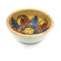 Artisan Ceramic Bowl, Hand Painted Flower Trinket Dish Portugal Pottery ... - £43.75 GBP