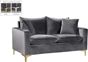 Naomi Collection Modern | Contemporary Velvet Upholstered Loveseat With ... - $1,269.99
