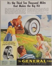 1940 Print Ad General Tire Squeegee Tires Happy Couple on a Picnic Akron,OH - $21.58
