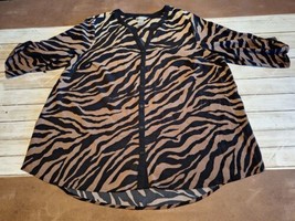Catherines 3/4 Sleeve Button Up Women&#39;s Blouse Ombre Animal Print Size 1... - $19.79