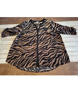 Catherines 3/4 Sleeve Button Up Women&#39;s Blouse Ombre Animal Print Size 1... - £15.56 GBP