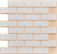 Dundee Deco GRAZTP10026145 White Beige Faux Brick PVC 3D Wall Panel, 2 ft X 2 ft - £7.82 GBP+