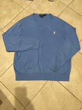 Polo Ralph Lauren Pima Cotton Sweater Mens Blue V Neck Long Sleeve Knit ... - $17.07