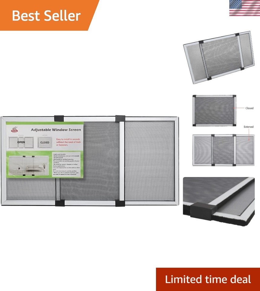 Adjustable Horizontal Window Screen 19.68&quot;H x 28&quot;-52&quot;W - Large Replacement - $60.58