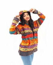 Handmade Boho Hoodie 100% Pre-Washed Cotton Fleece Lined Rainbow S-M-L-XL - £47.95 GBP