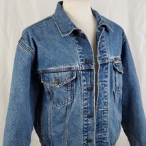 Levis Standard Trucker Blue Denim Jacket Medium Plaid Flannel Lined Work... - £33.56 GBP