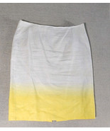 J Crew Linen Skirt Womens Cream Yellow Ombre Poly Cotton Lined Back Zip ... - $18.00
