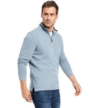 Club Room Men&#39;s Quarter-Zip French Rib Pullover Blue Wing OPD-Large - £16.42 GBP