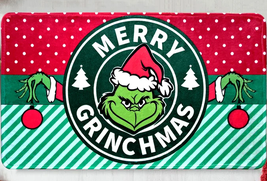 NEW Merry Grinchmas Christmas Holiday Grinch Doormat 29.5 x 17 in. red &amp; green - £11.15 GBP