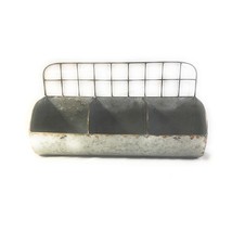 Galvanized Metal Wall Shelf with Divided Bins, - Large (1) - £39.95 GBP