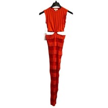 Torn By Ronny Kobo Elle Dress Women S Rogue Red Bobycon Midi Sheer Panel Cut Out - £41.93 GBP