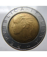 ITALY 23 Years Old 1989 Italian 500 Lire Winged head Bi Metallic COIN - £5.47 GBP