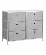 3-Tier, Storage Dresser With 6 Easy Pull Fabric Drawers And Wooden Table... - £101.43 GBP