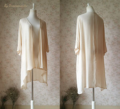 Summer Tencel Linen Open Blouse Loose Long Crop Sleeve Cover Up Plus Siz... - $45.00