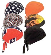 Grab Bag Of 6 Asst Bandana Skull Cap Hat New Biker Dorag Mens Womens Head Wear - £5.21 GBP