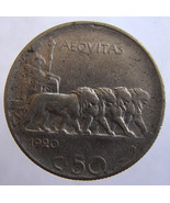1920 ITALIAN COIN Over 90 Years Old Italy Aeqvitas Lions 50 Centesimo Ch... - £7.96 GBP