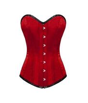 Red Satin Gothic Plus Size Bustier Waist Training Long Overbust Corset C... - $69.99