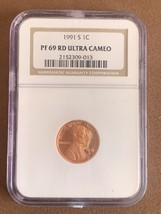 1991 S- Lincoln Cent- NGC- PF69 RD Ultra Cameo - $25.00