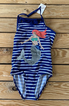 boden NWT girl’s mermaid stripe swimsuit size 8-9 blue R3 - £23.15 GBP